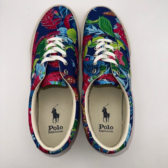 Polo Ralph Laurent Mens sz 13 D Keaton Pony Low top Laced Sneaker Floral Canvas main image 6